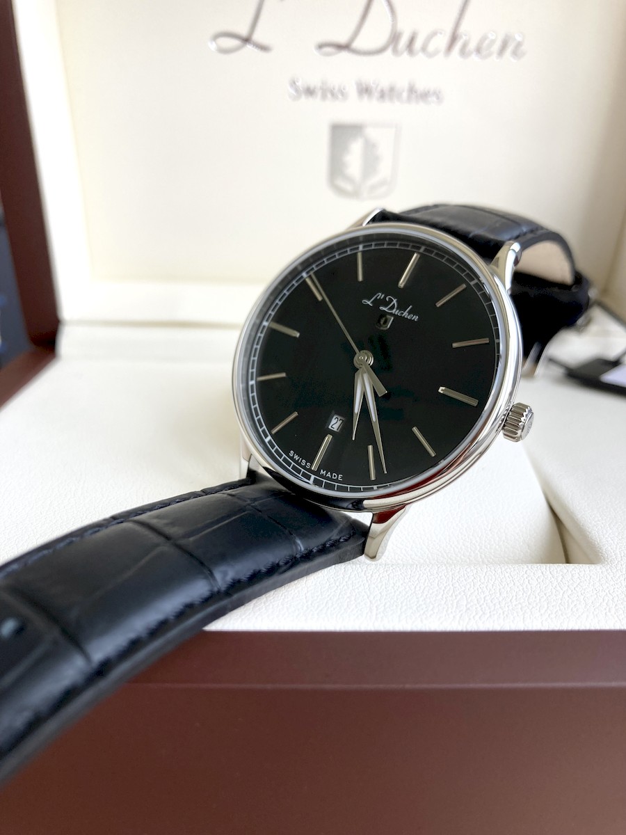 Мужские часы L`Duchen Vintage D 821.11.31, механизм кварцевый, циферблат черный, браслет кожа — Изображение 6